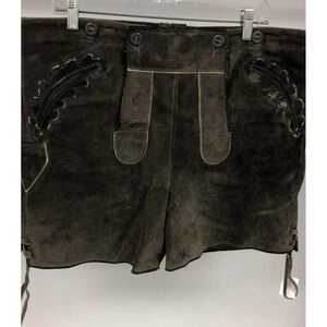 Mens Lederhosen Shorts German Bavarian Suede Leather Embroidered Festival